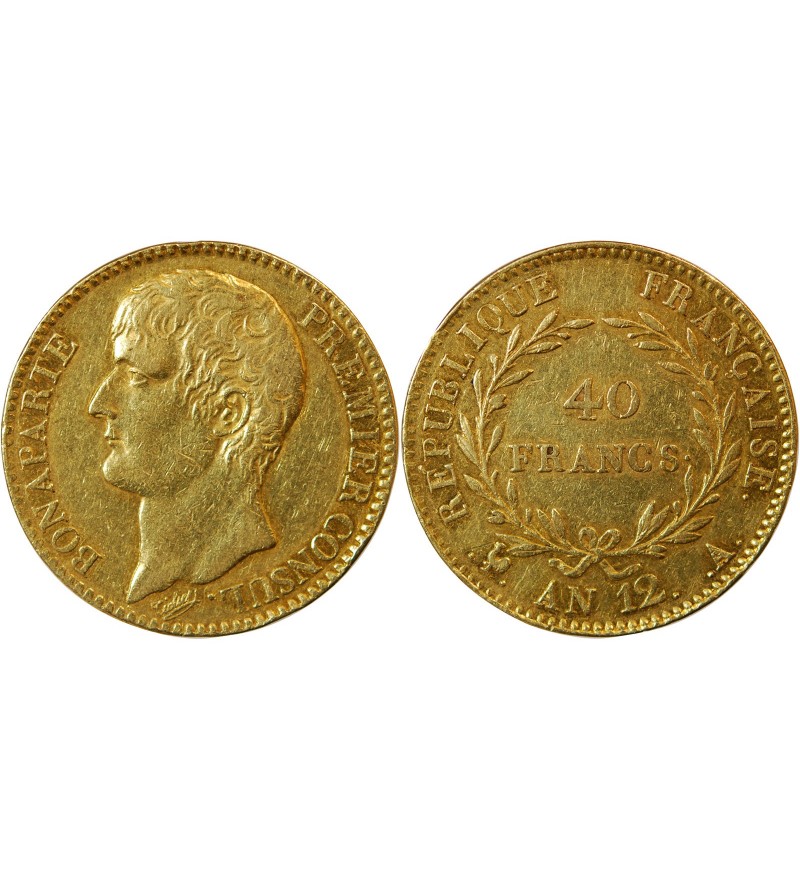 BONAPARTE 1er CONSUL﻿ - 40 FRANCS OR AN 12 A PARIS﻿