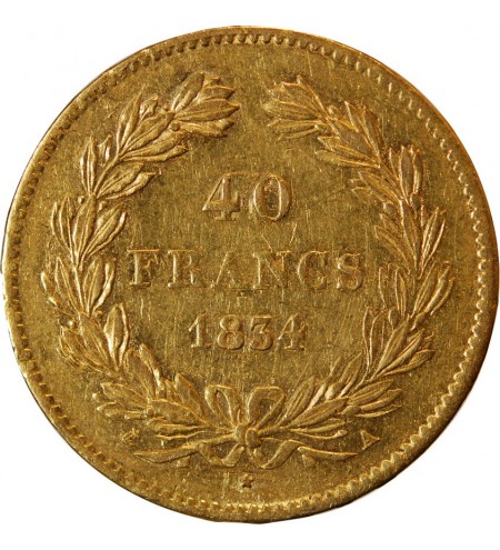 LOUIS PHILIPPE﻿ - 40 FRANCS OR 1834 A PARIS﻿