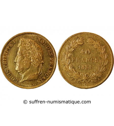 LOUIS PHILIPPE﻿ - 40 FRANCS OR 1834 A PARIS﻿
