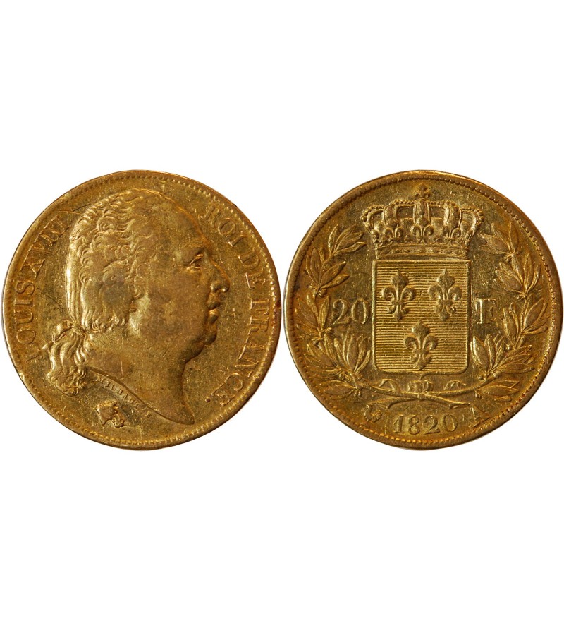 LOUIS XVIII - 20 FRANCS OR 1820 A PARIS﻿