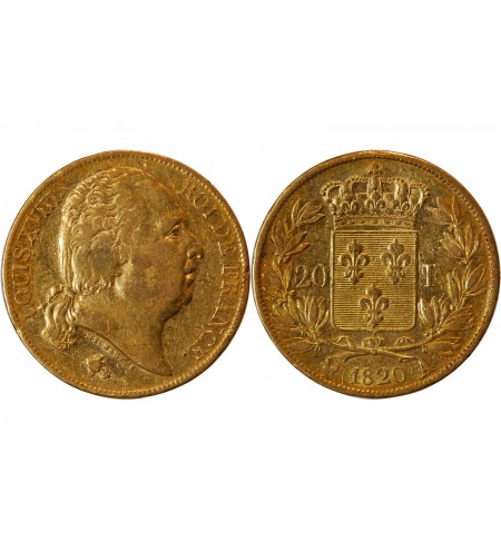 LOUIS XVIII - 20 FRANCS OR 1820 A PARIS﻿