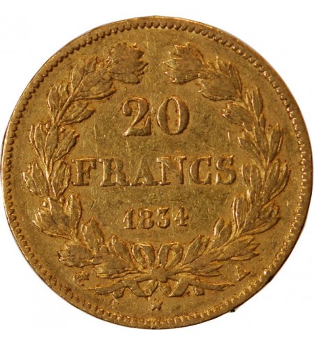 LOUIS PHILIPPE﻿ Ier - 20 FRANCS OR 1834 A PARIS﻿