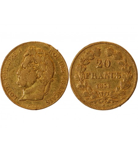 LOUIS PHILIPPE﻿ Ier - 20 FRANCS OR 1834 A PARIS﻿
