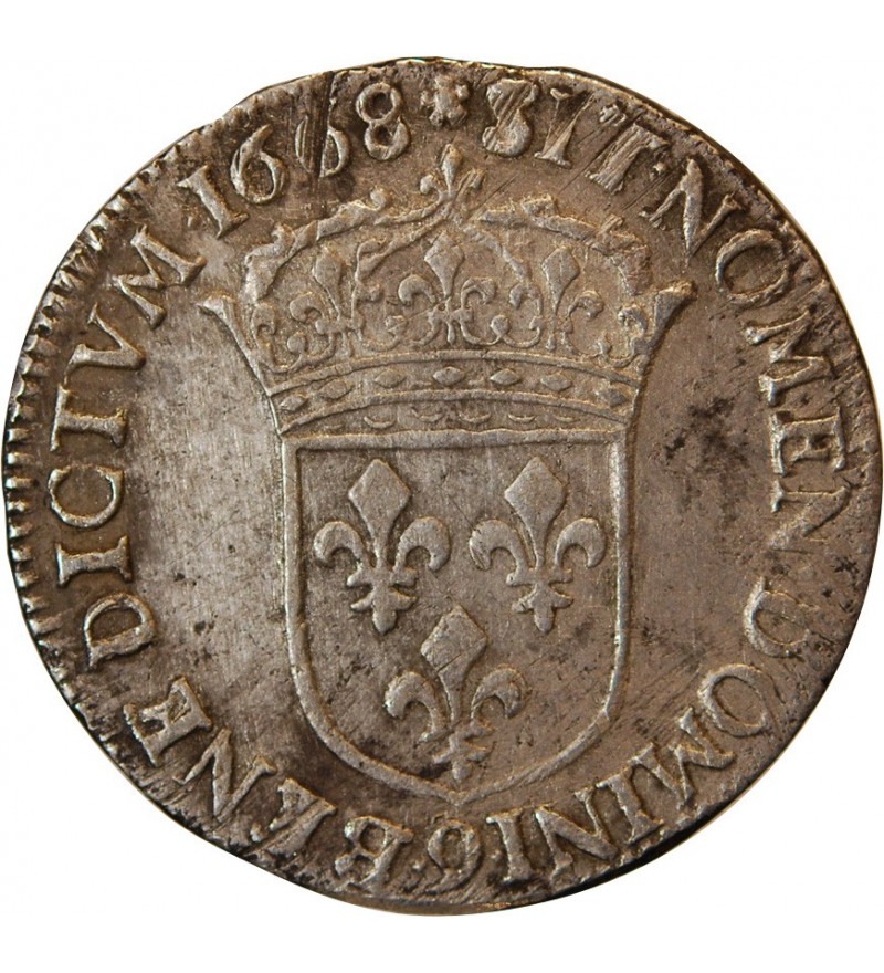 LOUIS XIV﻿ - 1/4 ECU AU BUSTE JUVENILE 1668 9 RENNES