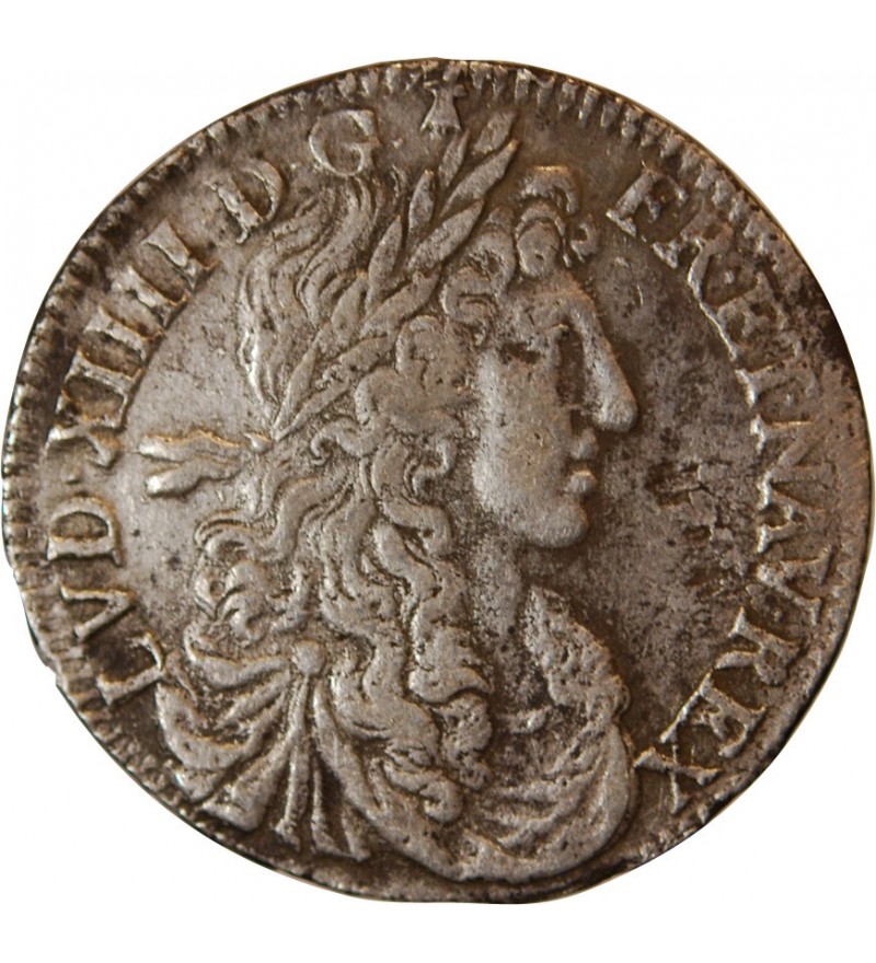 LOUIS XIV﻿ - 1/4 ECU AU BUSTE JUVENILE 1668 9 RENNES