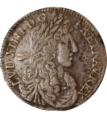 LOUIS XIV﻿ - 1/4 ECU AU BUSTE JUVENILE 1668 9 RENNES
