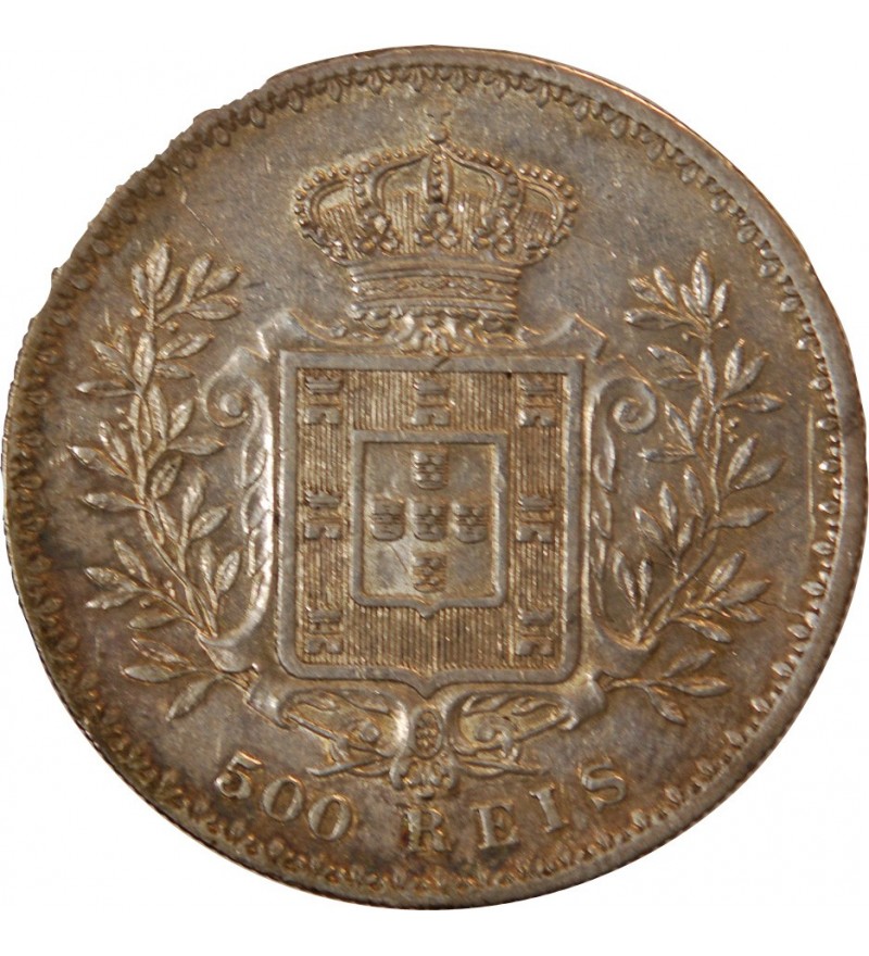 PORTUGAL, CHARLES Ier - 500 REIS ARGENT 1891