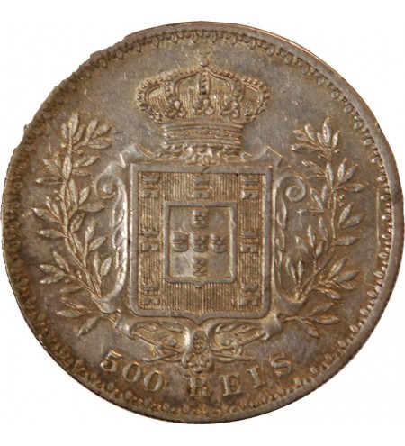 PORTUGAL, CHARLES Ier - 500 REIS ARGENT 1891