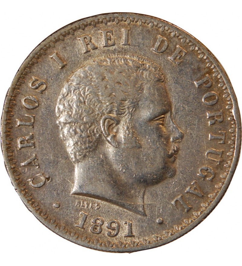 PORTUGAL, CHARLES Ier - 500 REIS ARGENT 1891