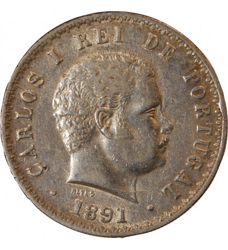 PORTUGAL, CHARLES Ier - 500 REIS ARGENT 1891