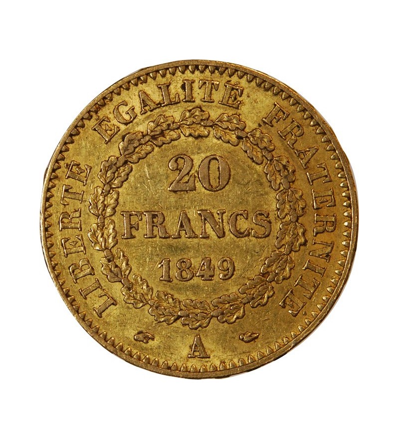 GENIE - 20 FRANCS OR 1849 A PARIS "Deuxième République"