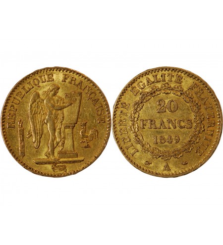 GENIE - 20 FRANCS OR 1849 A PARIS "Deuxième République"