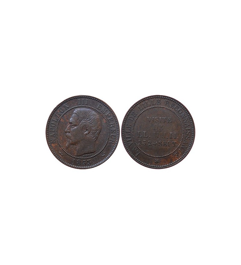 NAPOLEON III, Visite Impériale de Lille - Module de10 Centimes 23 et 24 Septembre 1853