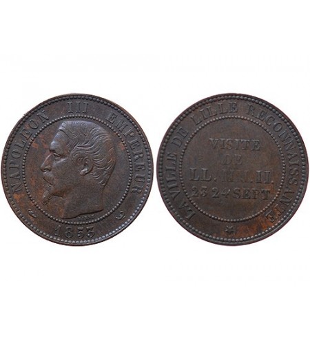 NAPOLEON III, Visite Impériale de Lille - Module de10 Centimes 23 et 24 Septembre 1853