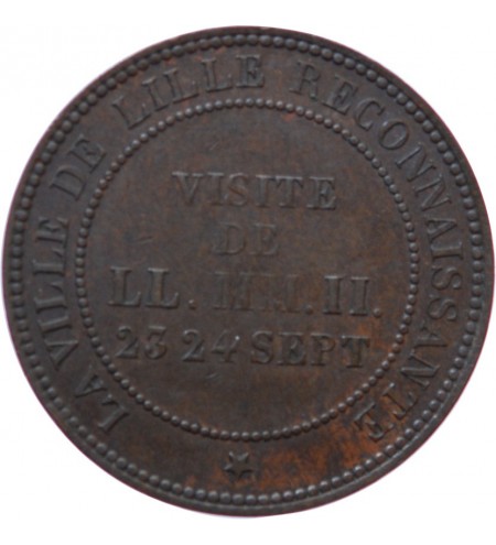 NAPOLEON III, Visite Impériale de Lille - Module de10 Centimes 23 et 24 Septembre 1853