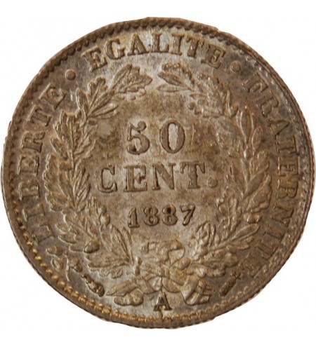 CERES ﻿- 50 CENTIMES ARGENT 1887 A PARIS