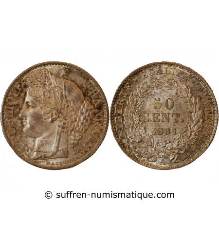CERES ﻿- 50 CENTIMES ARGENT 1881 A PARIS