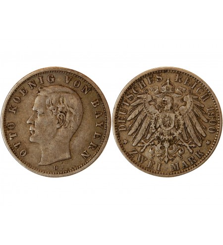 ALLEMAGNE, BAYERN, OTTO - 2 MARK ARGENT 1900 D
