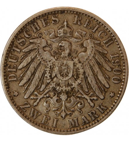ALLEMAGNE, BAYERN, OTTO - 2 MARK ARGENT 1900 D