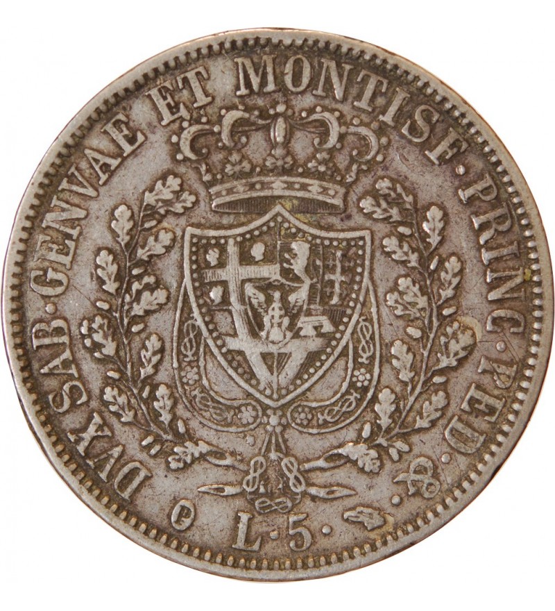 ITALIE, SARDAIGNE, CHARLES FELIX - 5 LIRE ARGENT 1830 TURIN
