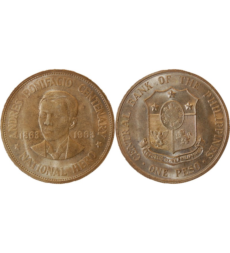 PHILIPPINES, ANDRES BONIFACIO - PESO ARGENT 1963