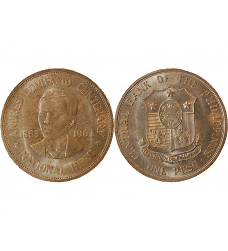 PHILIPPINES, ANDRES BONIFACIO - PESO ARGENT 1963