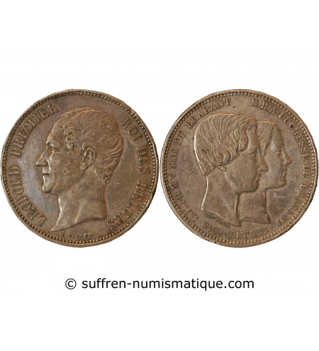 BELGIQUE, LEOPOLD - 5 FRANCS MARAIGE DU DUC DE BRABANT 21-22 AOUT 1853
