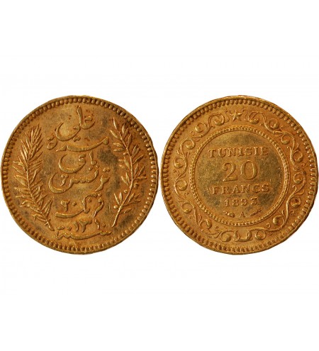 TUNISIE, PROTECTORAT FRANCAIS - 20 FRANCS OR 1893 PARIS