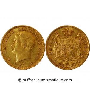 ITALIE, NAPOLEON﻿ 1er - 20 LIRE OR 1809 MILAN