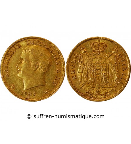 ITALIE, NAPOLEON﻿ 1er - 20 LIRE OR 1809 MILAN