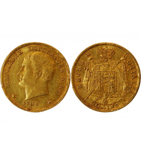 ITALIE, NAPOLEON﻿ 1er - 20 LIRE OR 1809 MILAN