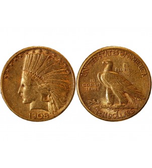 USA, INDIEN - 10 DOLLARS OR 1908 SAN FRANCISCO 2