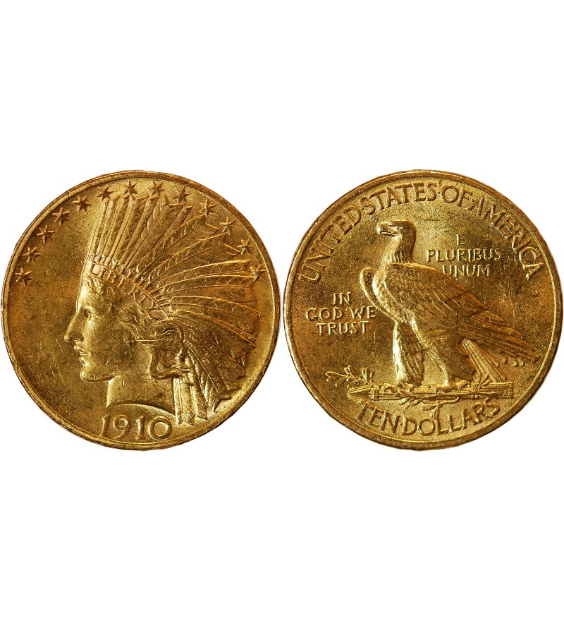 USA, INDIEN - 10 DOLLARS OR 1910 PHILADELPHIE