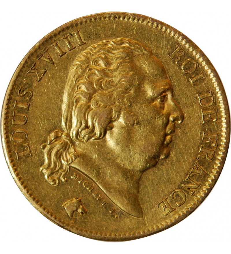 LOUIS XVIII﻿ - 40 FRANCS OR 1824 A PARS "Variété sans points"