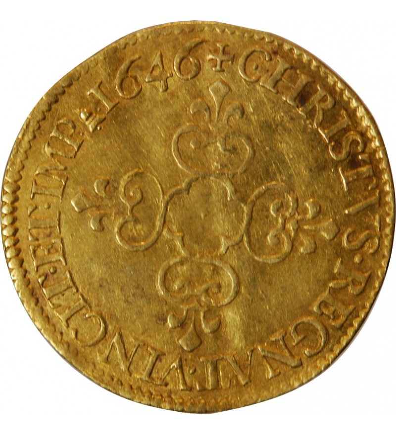 LOUIS XIV - ECU D'OR AU SOLEIL 1644 X AMIENS