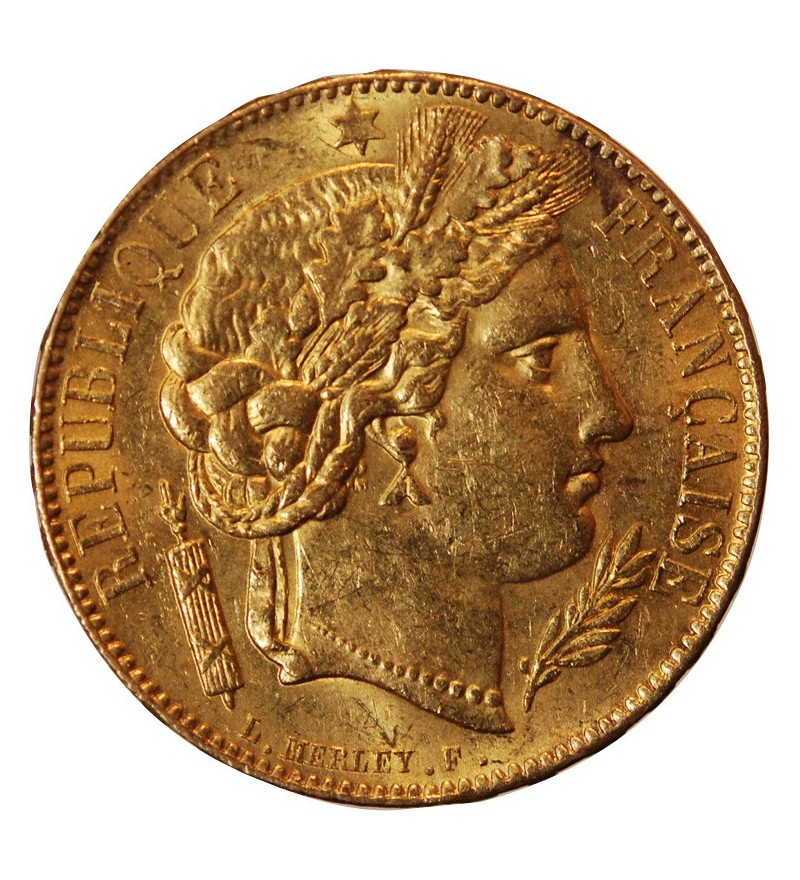 CERES ﻿- 20 FRANCS OR 1850 A PARIS﻿ "variéré oreille basse"