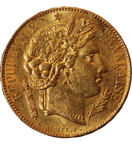 CERES ﻿- 20 FRANCS OR 1850 A PARIS﻿ "variéré oreille basse"
