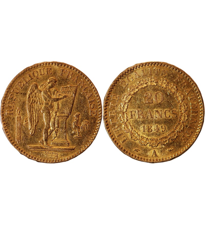 GENIE - 20 FRANCS OR 1849 A PARIS "Deuxième République"