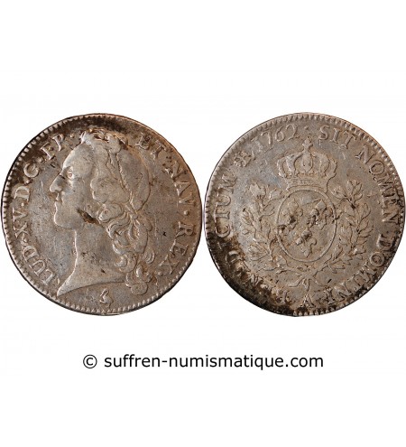 LOUIS XV - ECU AU BANDEAU 1762 A PARIS