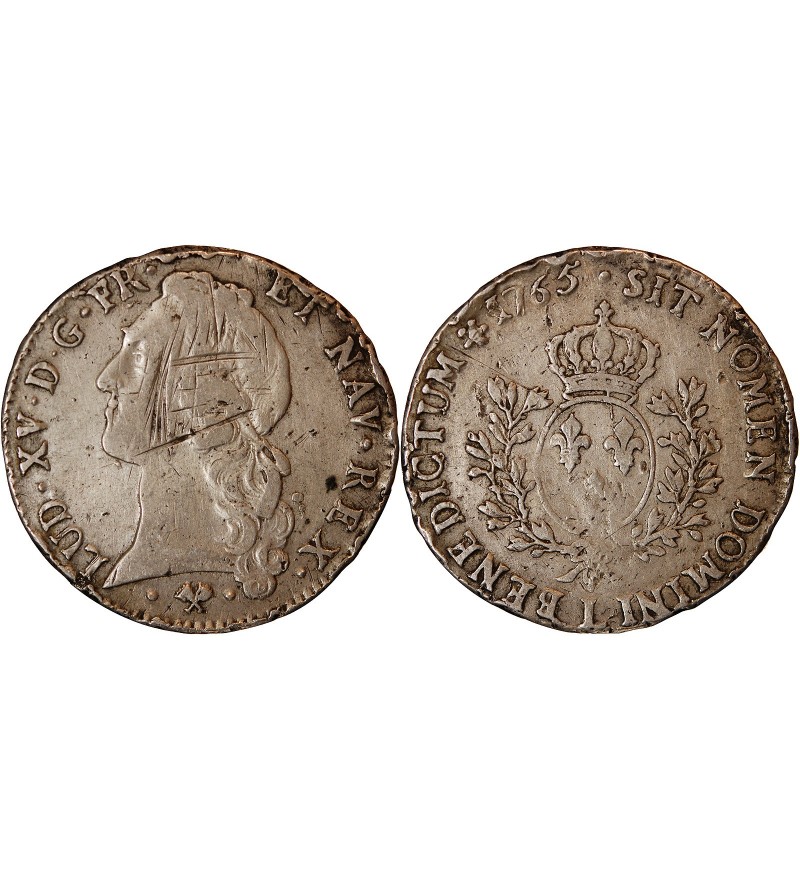 LOUIS XV - ECU AU BANDEAU 1765 L BAYONNE
