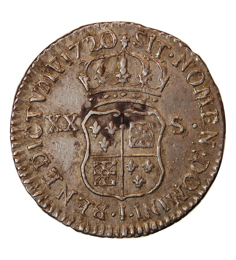 LOUIS XV - 1/6 ECU ARGENT FRANCE-NAVRRE 1720 I LIMOGES