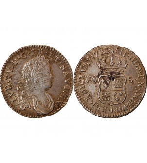 LOUIS XV - 1/6 ECU ARGENT FRANCE-NAVRRE 1720 I LIMOGES 2