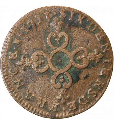 LOUIS XIV﻿ - 6 DENIERS DIT "DARDENNE" 1711 N MONTPELLIER