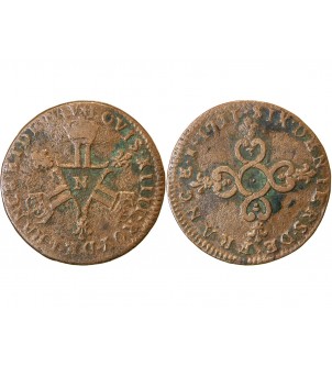 LOUIS XIV﻿ - 6 DENIERS DIT "DARDENNE" 1711 N MONTPELLIER 2