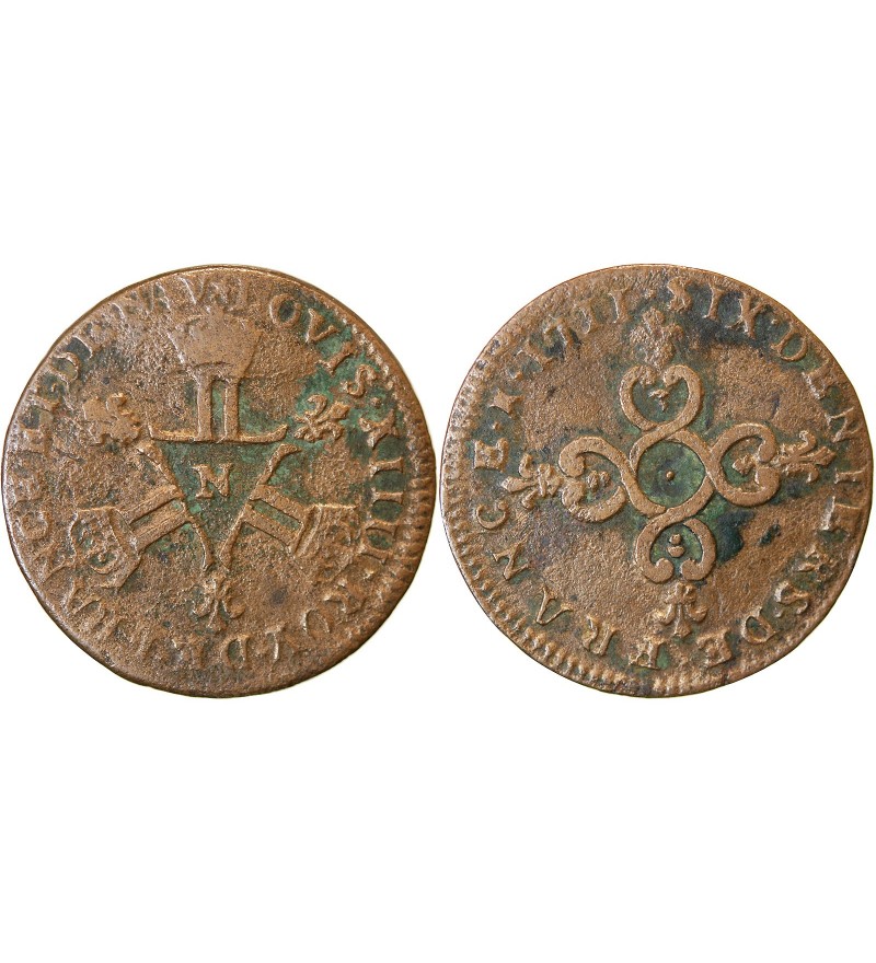 LOUIS XIV﻿ - 6 DENIERS DIT "DARDENNE" 1711 N MONTPELLIER