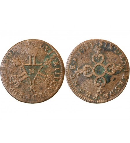 LOUIS XIV﻿ - 6 DENIERS DIT "DARDENNE" 1711 N MONTPELLIER