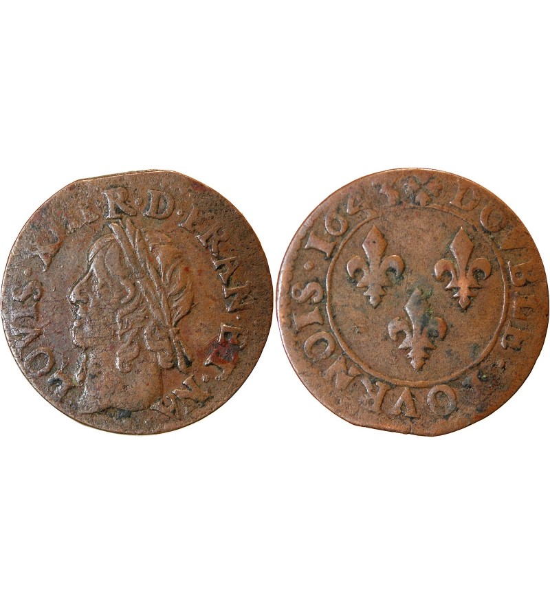 LOUIS XIII - DOUBLE TOURNOIS 1643 A CORBEIL