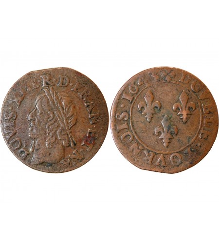 LOUIS XIII - DOUBLE TOURNOIS 1643 A CORBEIL