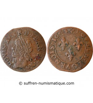 LOUIS XIII - DOUBLE TOURNOIS 1643 A CORBEIL