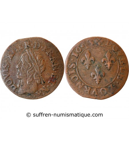 LOUIS XIII - DOUBLE TOURNOIS 1643 A CORBEIL